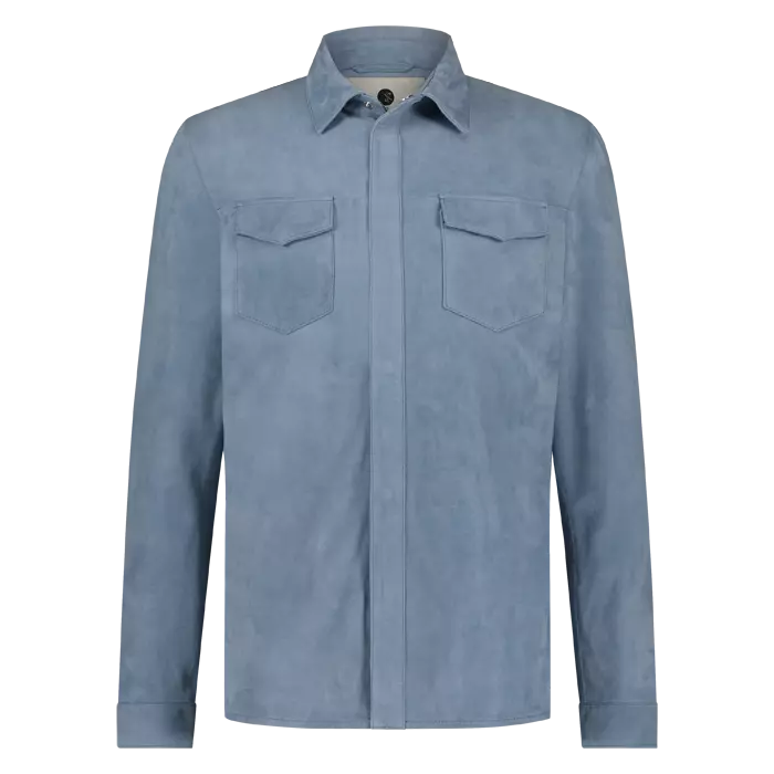 Alter Ego heren suede overshirt licht blauw