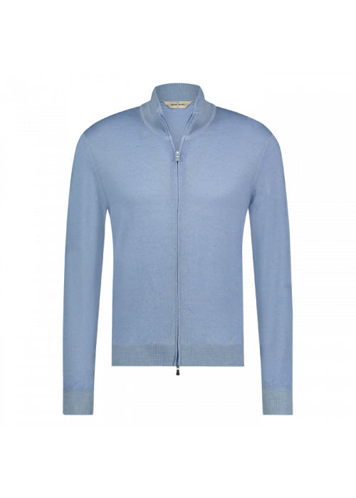 Gran Sasso vest rits fine merino l.blauw