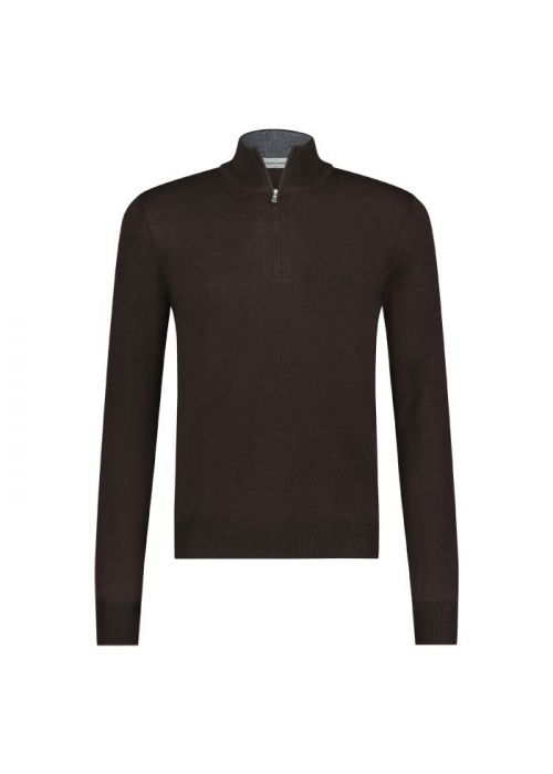 Gran Sasso half zip fine merino brown
