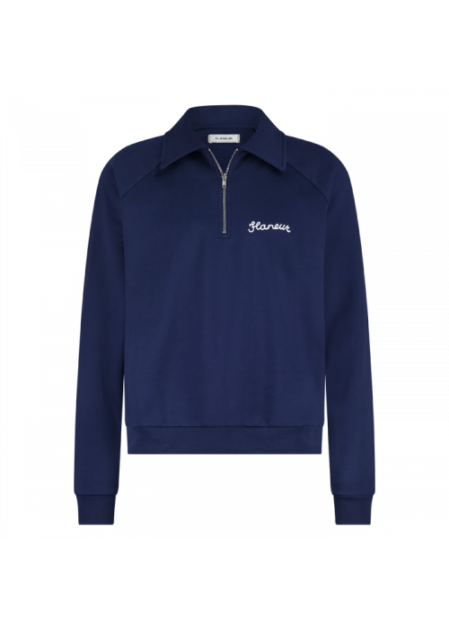 Flaneur Signature raglan half zip navy