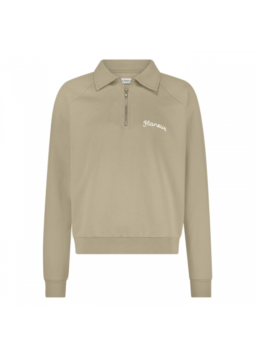 Flaneur Signature raglan half zip beige