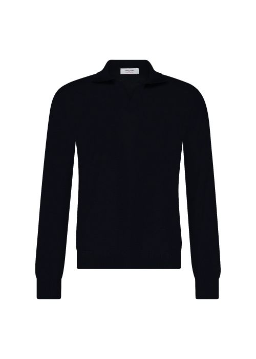 Gran Sasso long sleeve polo merino navy