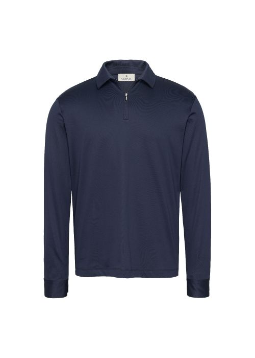 Valenza supima ls polo zip navy blue