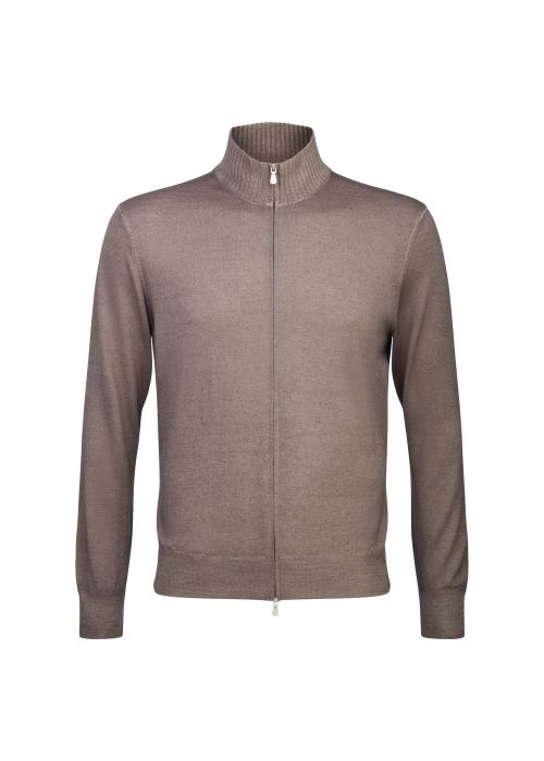 Gran Sasso merino full zip vest taupe