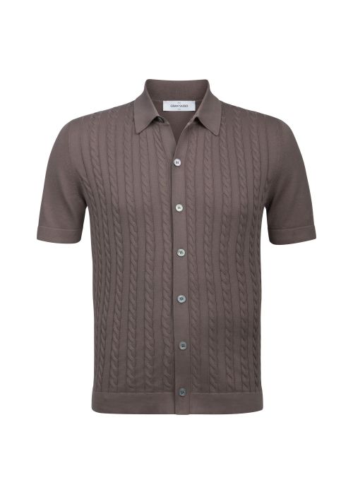 Gran Sasso knitted kabel shirt rustic taupe