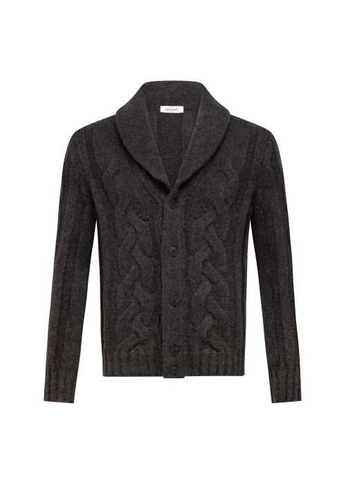 Gran Sasso Shawl neck kabel vest anthra