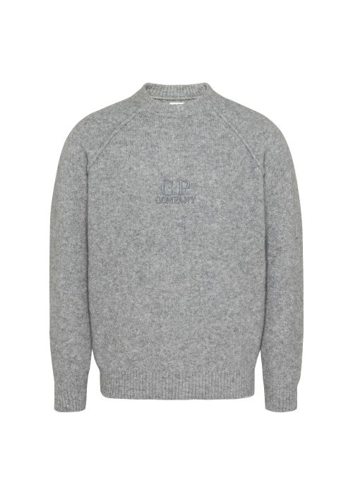 C.P.Company logo knit crewneck grey melange