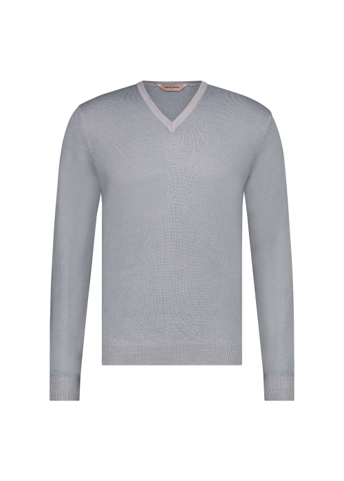 Gran Sasso heren v-hals grijs/blauw melange