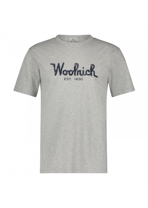 Woolrich heren logo t-shirt light grey melange