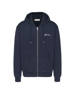 Flaneur Signature zip-up hoodie navy