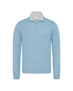 Gran Sasso mock zip light blue melange