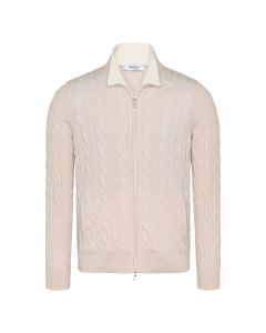 Gran Sasso jacket zip kabel motief ecru