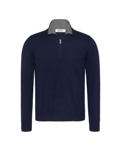 Gran Sasso zip mock donker blauw