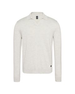 Wahts open collar polo ls light grey melange