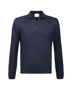 Gran Sasso merino LS polo navy