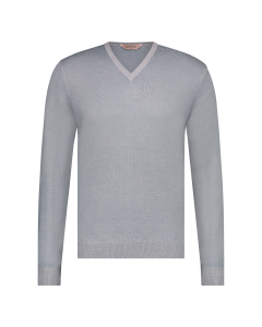 Gran Sasso heren v-hals grijs/blauw melange