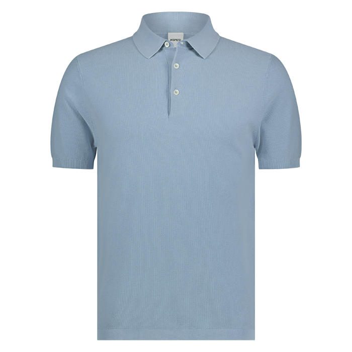 Aspesi heren knit polo sky blue