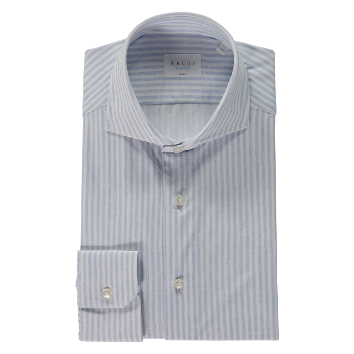 Xacus active oxford stripe licht blauw