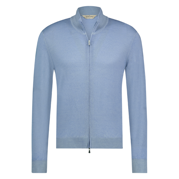 Gran Sasso vest rits fine merino l.blauw