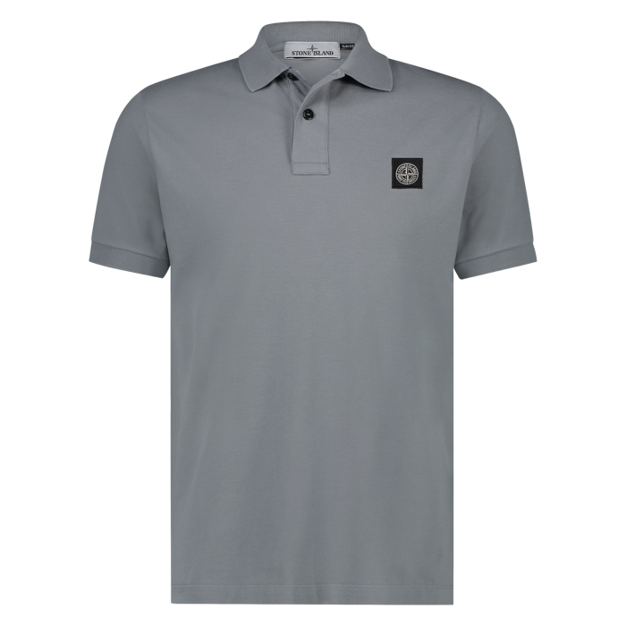 Polo corta slim fit grey green