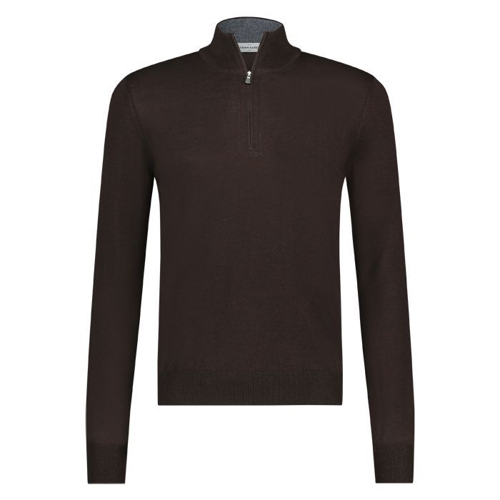 Gran Sasso half zip fine merino brown
