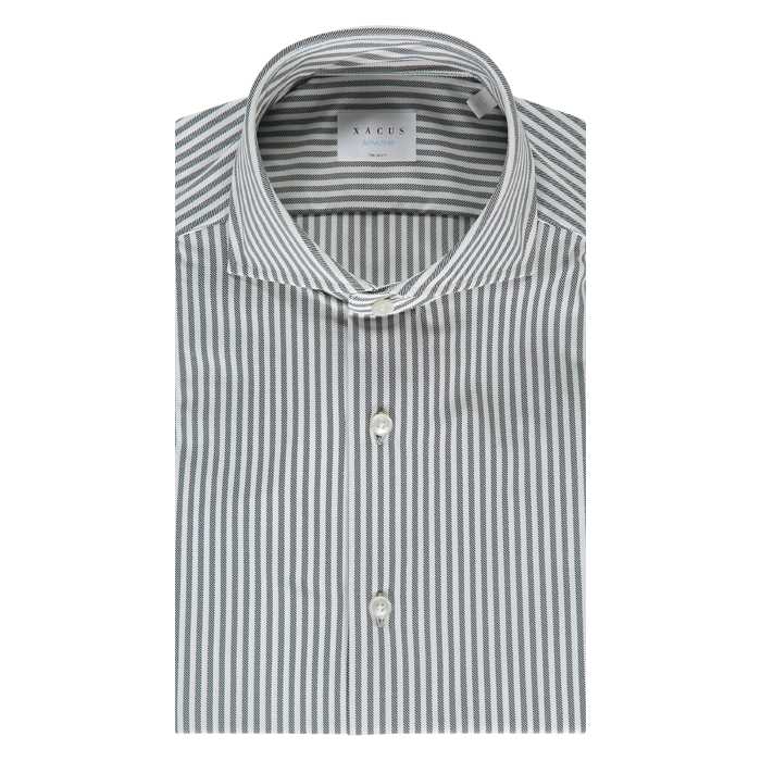 Xacus active, green white oxford stripe