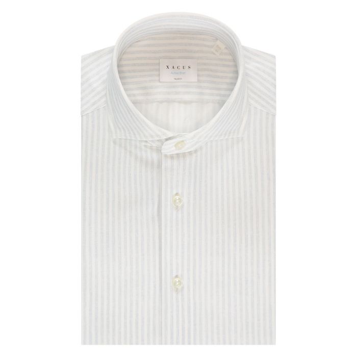 Xacus active shirt, washed oxf stripe l.bl