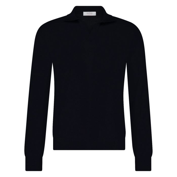 Gran Sasso long sleeve polo merino navy