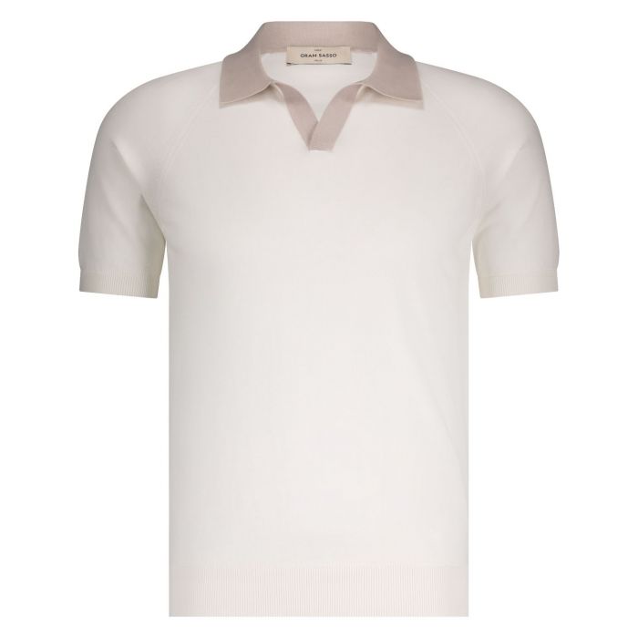 Gran Sasso polo k.m. organ cott off wh/beige