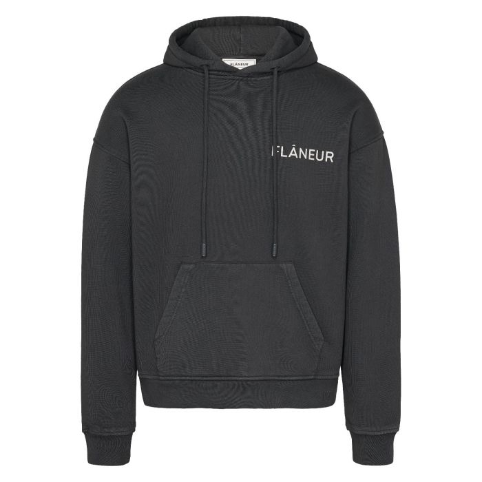 Flaneur Double logo hoodie washed black