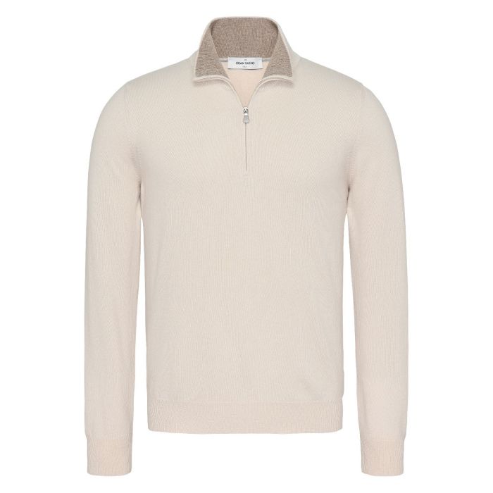 Gran Sasso mock zip ecru