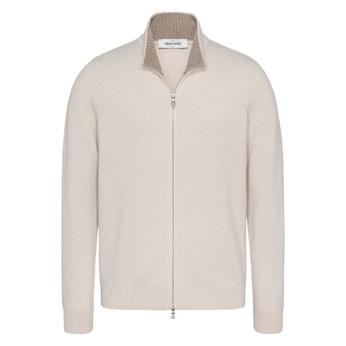 Gran Sasso jacket zip knitted ecru