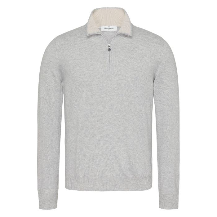 Gran Sasso zip mock light grey