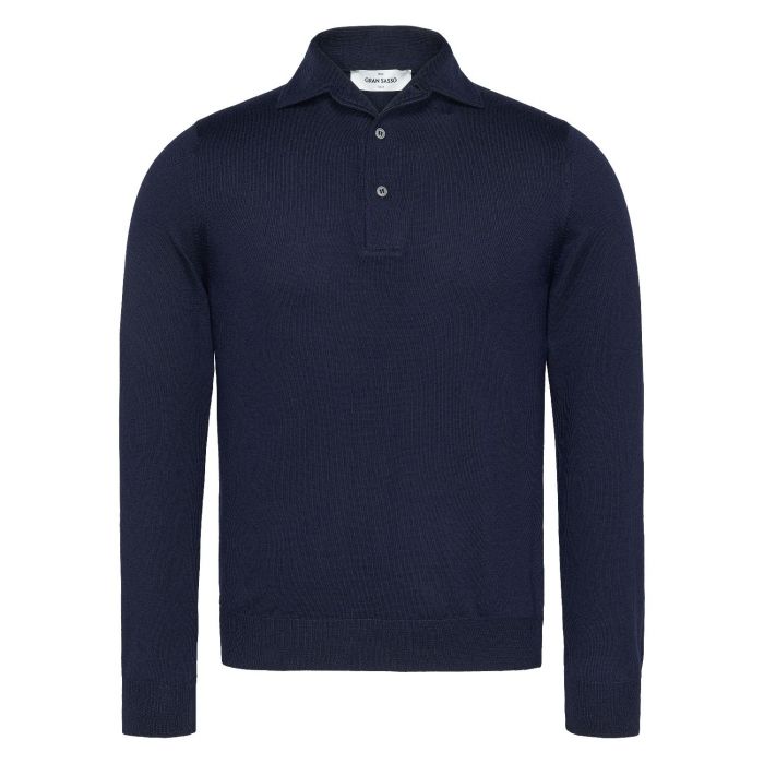 Gran Sasso polo l merino donker blauw