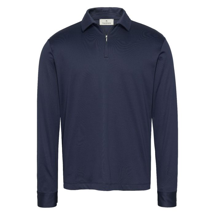 Valenza supima ls polo zip navy blue