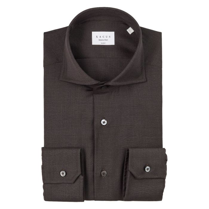 Xacus Merino shirt dark brown