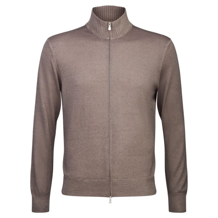 Gran Sasso merino full zip vest taupe