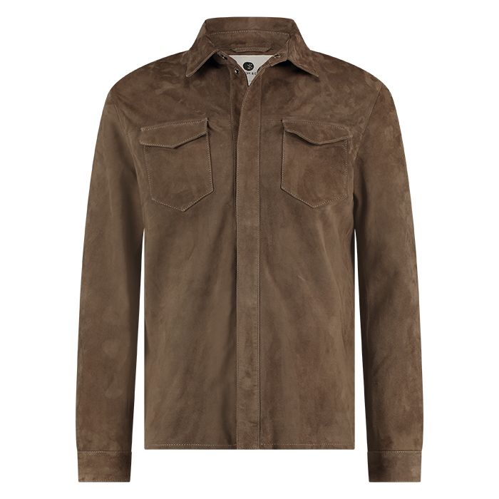 Alter Ego heren suede over shirt dark taupe