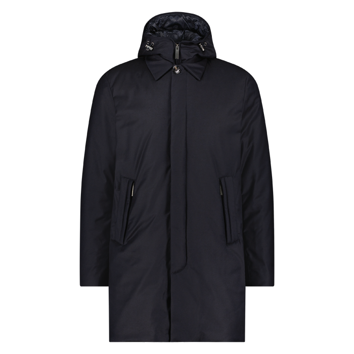 Woolrich luxe wool silk coat melton bleu