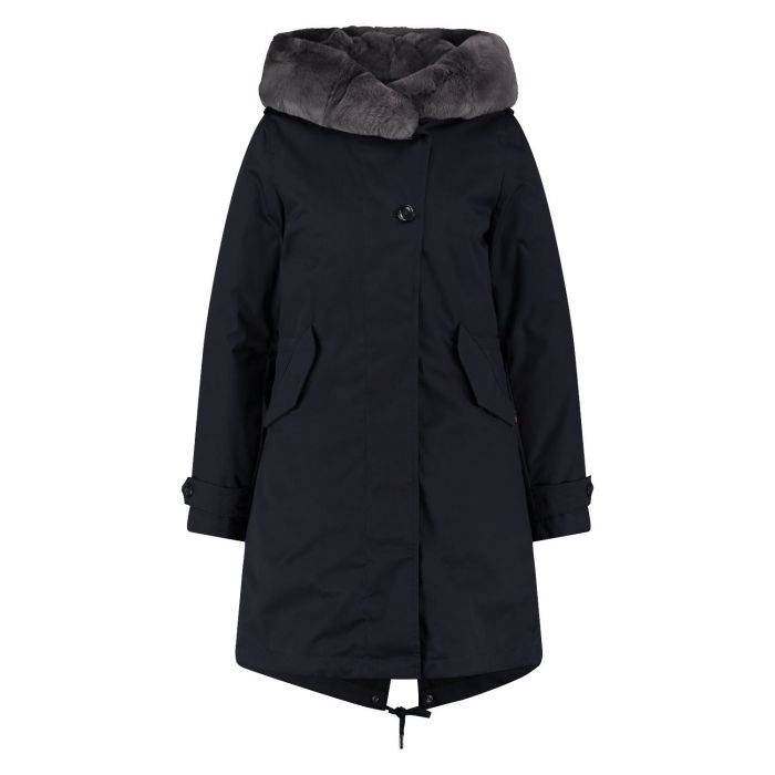 Woolrich dames literary rex parka melton blue
