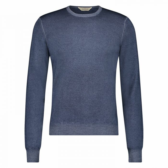 Gran Sasso merino ronde hals merino l blauw