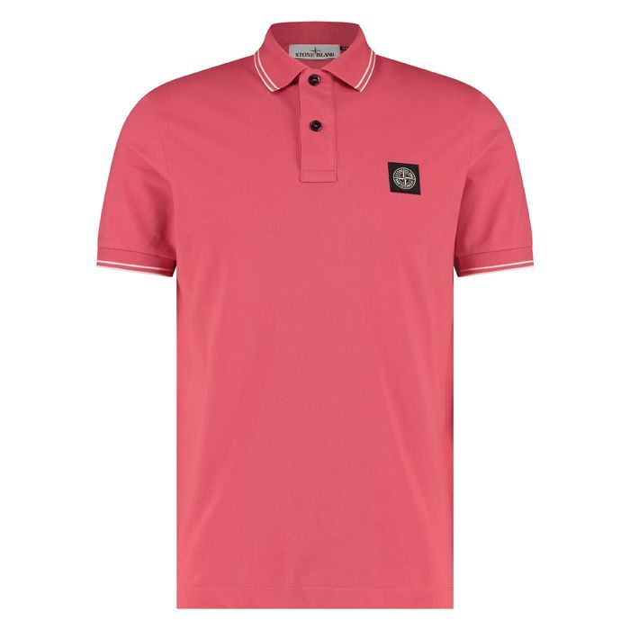 Stone Island heren polo corta slimfit fuchsia