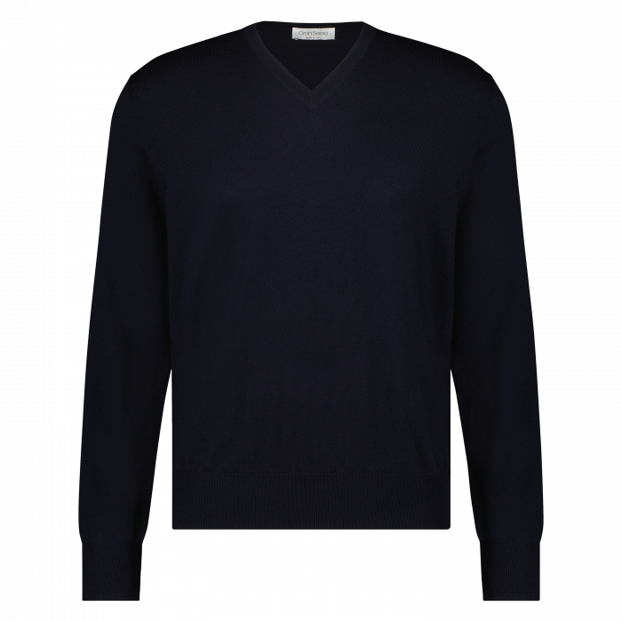 Gran Sasso heren v-hals trui donkerblauw