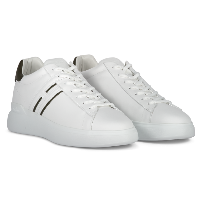 スニーカー HOGAN H597 Allacciato H Sneakers in White Leather Hogan Allacciato white H green line