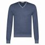 Gran Sasso merino V-hals l blauw mele